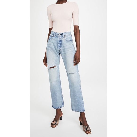 MOUSSY VINTAGE MV Teaneck Wide Straight Jeans size 24” in light/Blue - Picture 1 of 12